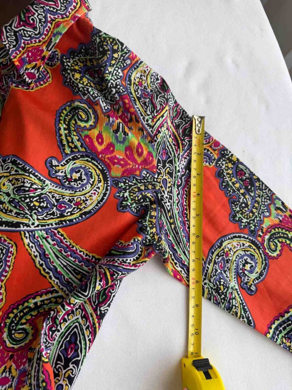 Lauren Ralph Lauren Paisley Shirt Women’s M Orange Multicolor Cotton Button Up - Picture 14 of 15